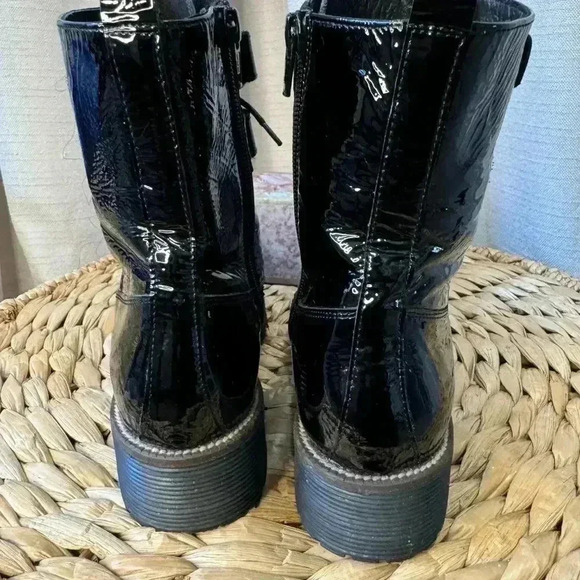 Shellys London Tyra Combat, Moto Boots Patent Leather Black Size 38 - Picture 6 of 10
